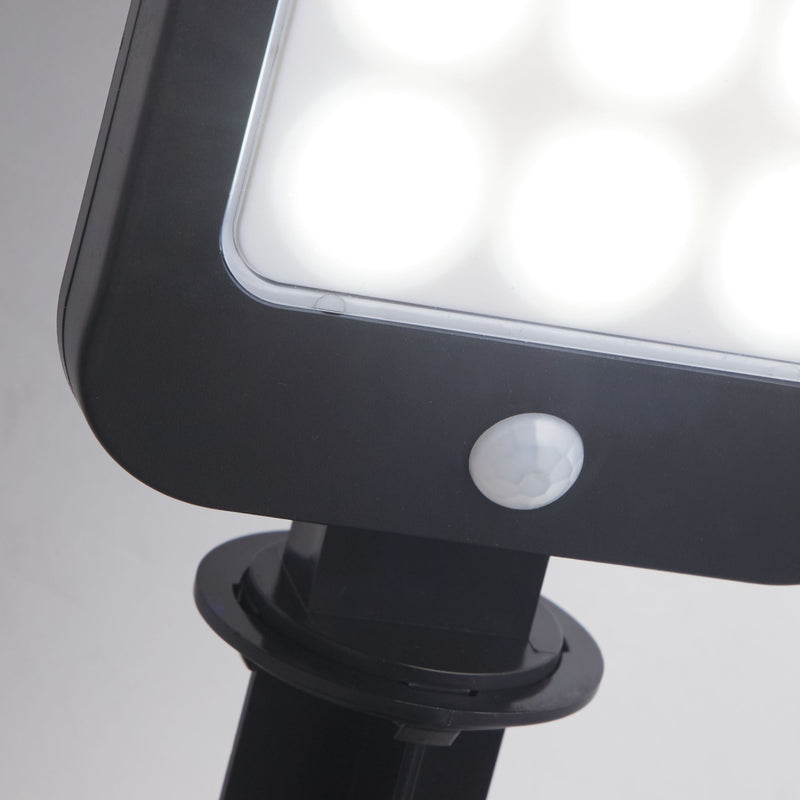 Searchlight 67424BK-PIR Solar Outdoor Spike - Black Metal & White Polycarbonate - Searchlight - Falcon Electrical UK
