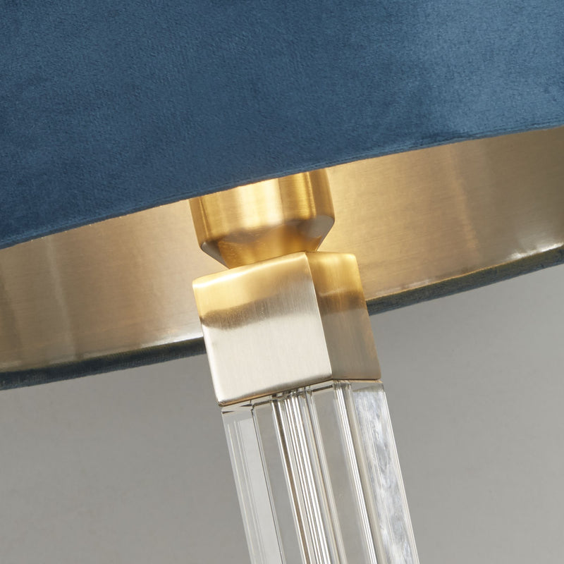 Searchlight 67521TE Scarborough Table Lamp - Crystal, Satin Nickel & Teal Velvet - Searchlight - Falcon Electrical UK
