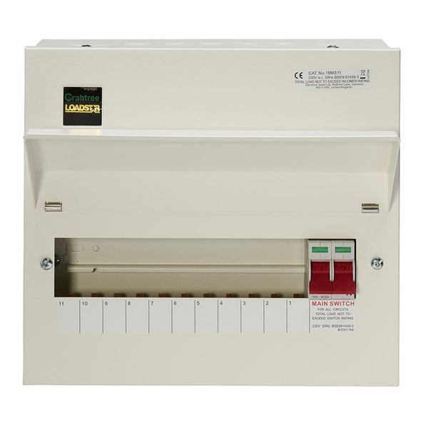 Crabtree 18MS11 11 Way Consumer Unit Main Switch 100A, Flexible Configuration - Crabtree - Falcon Electrical UK