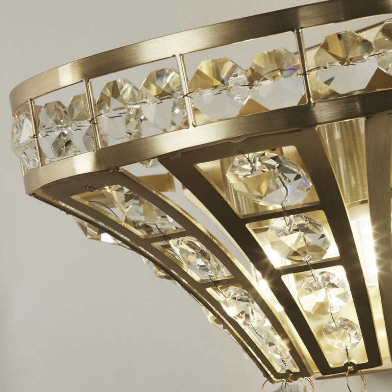 Searchlight 68510-2SB Gemma 2Lt Wall Light - Satin Brass & Clear Crystal - Searchlight - Falcon Electrical UK