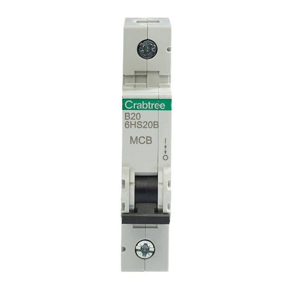 Crabtree 6HS20B B20 10kA 1P MCB (1 Module Width) - Crabtree - Falcon Electrical UK