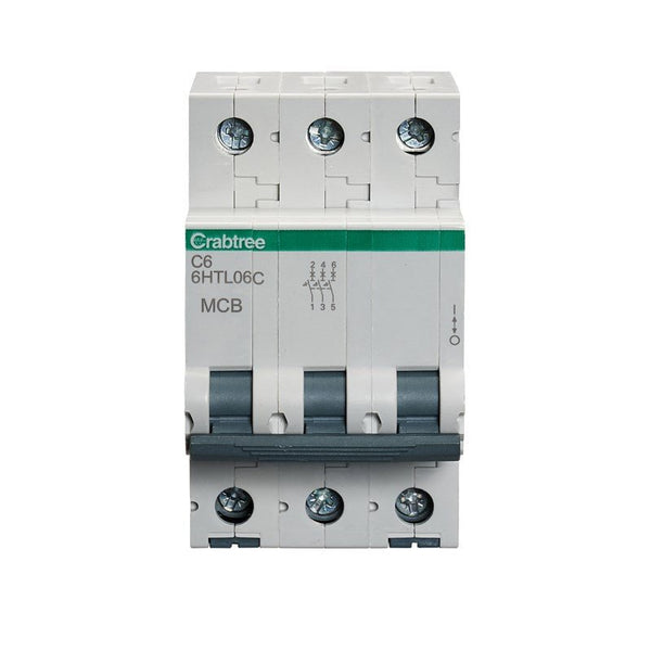 Crabtree 6HTL06C 6A TP MCB Type C 10kA - Crabtree - Falcon Electrical UK