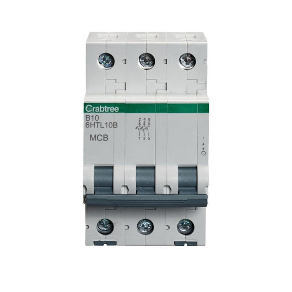 Crabtree 6HTL10B 10A TP MCB Type B 10kA - Crabtree - Falcon Electrical UK