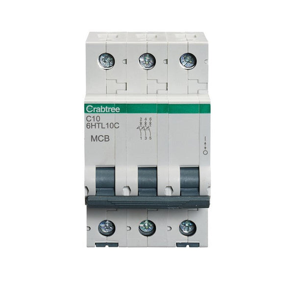 Crabtree 6HTL10C 10A TP MCB Type C 10kA - Crabtree - Falcon Electrical UK