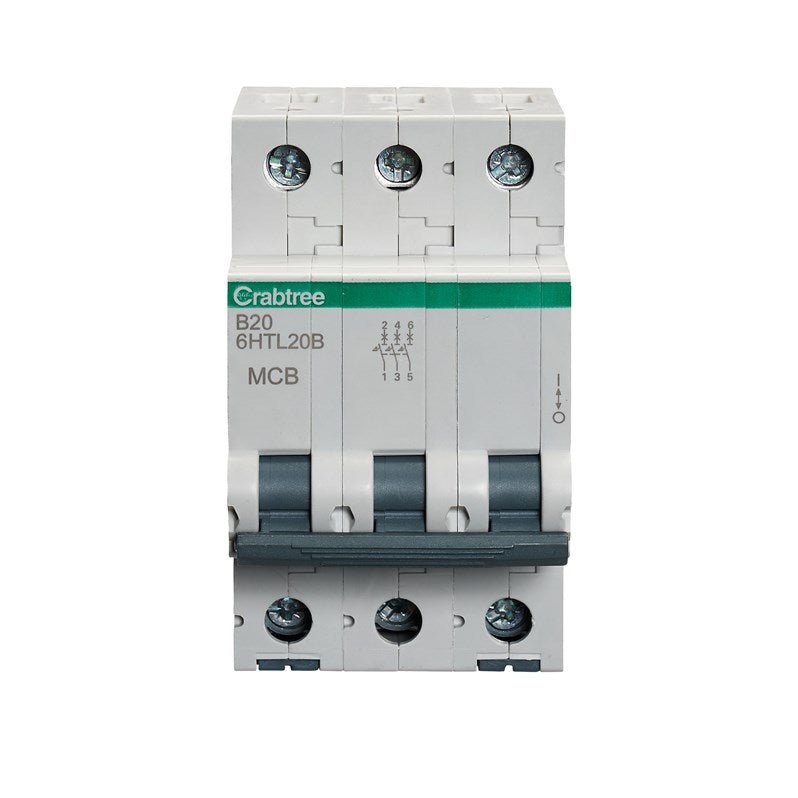 Crabtree 6HTL20B 20A TP MCB Type B 10kA - Crabtree - Falcon Electrical UK