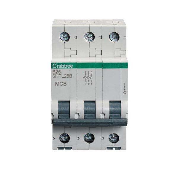 Crabtree 6HTL25B 25A TP MCB Type B 10kA - Crabtree - Falcon Electrical UK