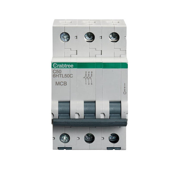Crabtree 6HTL50C 50A TP MCB Type C 10kA - Crabtree - Falcon Electrical UK