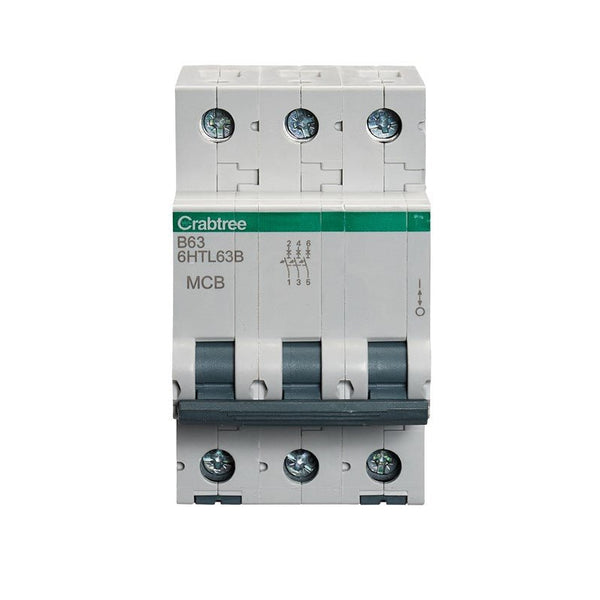 Crabtree 6HTL63B 63A TP MCB Type B 10kA - Crabtree - Falcon Electrical UK
