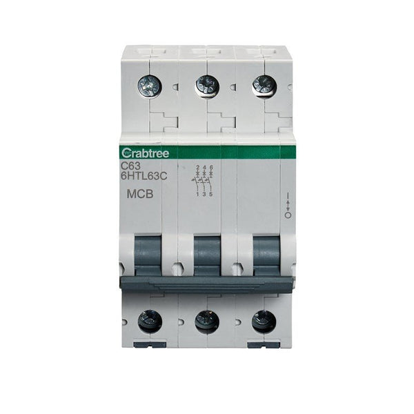 Crabtree 6HTL63C 63A TP MCB Type C 10kA - Crabtree - Falcon Electrical UK