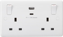 Knightsbridge MLA CU9002 13A 2G Switched socket with outboard rockers and dual USB (A+C) 5V DC 4.8A shared - Knightsbridge MLA - Falcon Electrical UK