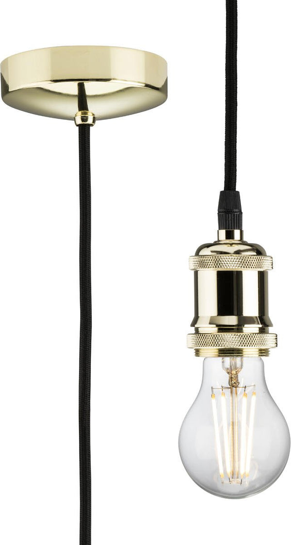 Knightsbridge MLA 8271LPB 1.8m E27 Vintage Pendant Set - Polished Brass - Knightsbridge MLA - Falcon Electrical UK