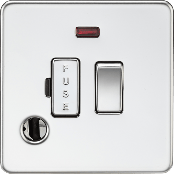 Knightsbridge MLA SF6300FPC 13A Switched Fused Spur with Neon and Flex Outlet - Polished Chrome - Knightsbridge MLA - Falcon Electrical UK