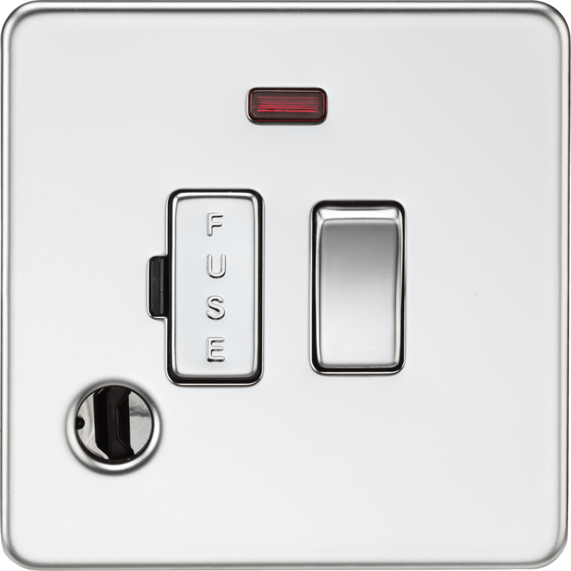 Knightsbridge MLA SF6300FPC 13A Switched Fused Spur with Neon and Flex Outlet - Polished Chrome - Knightsbridge MLA - Falcon Electrical UK