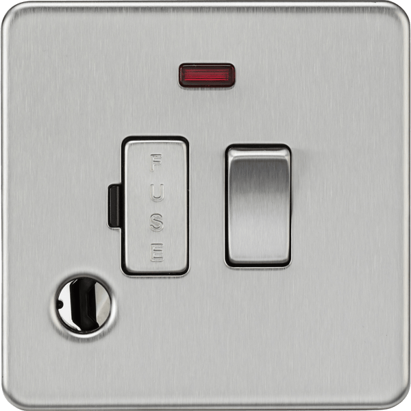 Knightsbridge MLA SF6300FBC 13A Switched Fused Spur with Neon and Flex Outlet - Brushed Chrome - Knightsbridge MLA - Falcon Electrical UK