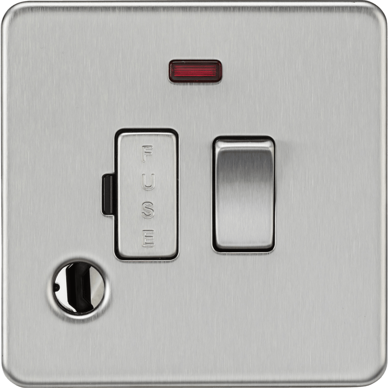 Knightsbridge MLA SF6300FBC 13A Switched Fused Spur with Neon and Flex Outlet - Brushed Chrome - Knightsbridge MLA - Falcon Electrical UK