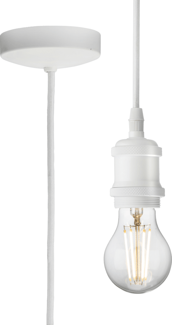 Knightsbridge MLA 8271LMW 1.8m E27 Vintage Pendant Set - Matt White - Knightsbridge MLA - Falcon Electrical UK