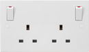 Knightsbridge MLA SN9001 13A 2G DP Switched Socket with twin earths and outboard rockers - Knightsbridge MLA - Falcon Electrical UK