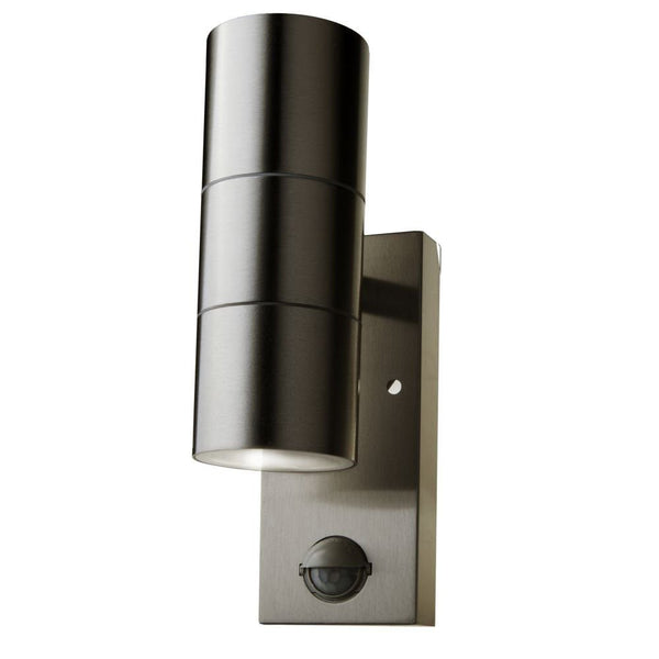 V-Tac VT-7622 2 Way Gu10 Wall Fitting With Pir Sensor,Stainless Steel Body - Ip44 - V-TAC - Falcon Electrical UK