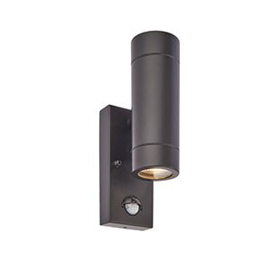 Saxby Palin PIR Wall Light, Black, 2LT, IP44, 7W (75433) - Saxby - Falcon Electrical UK