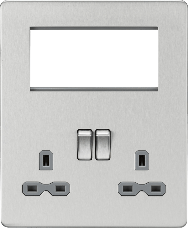 Knightsbridge MLA SFR194BCG Screwless Small Multimedia Combination Plate - Brushed Chrome - Knightsbridge MLA - Falcon Electrical UK