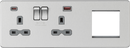 Knightsbridge MLA SFR992LBCG Screwless 13A 2G DP Socket with USB Fastcharge + 2G Modular Combination Plate - Brushed Chrome - Knightsbridge MLA - Falcon Electrical UK