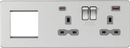 Knightsbridge MLA SFR992RBCG Screwless 13A 2G DP Socket with USB Fastcharge + 2G Modular Combination Plate - Brushed Chrome - Knightsbridge MLA - Falcon Electrical UK