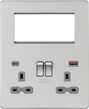 Knightsbridge MLA SFR994BCG Screwless Small Multimedia Combination Plate with FASTCHARGE - Brushed Chrome - Knightsbridge MLA - Falcon Electrical UK