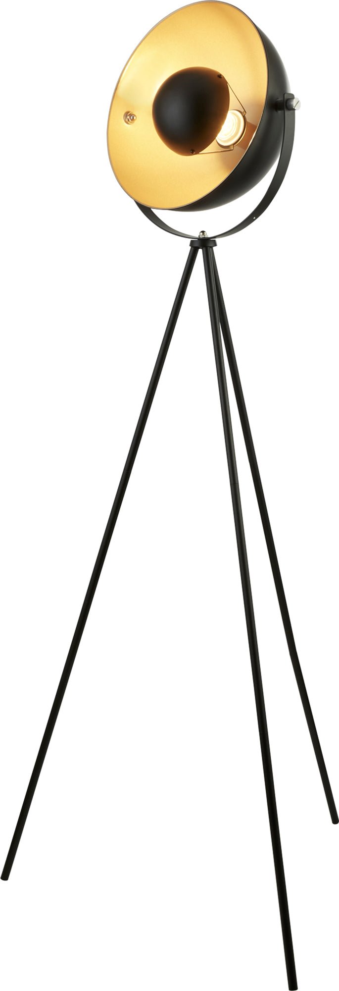 Searchlight 8022BK Blink Tripod Floor Lamp - Black Matt Metal & Gold - Searchlight - Falcon Electrical UK