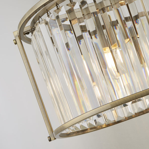 Searchlight 8095-5AB Victoria 5Lt Oval Pendant - Antique Brass & Clear Crystal - Searchlight - Falcon Electrical UK