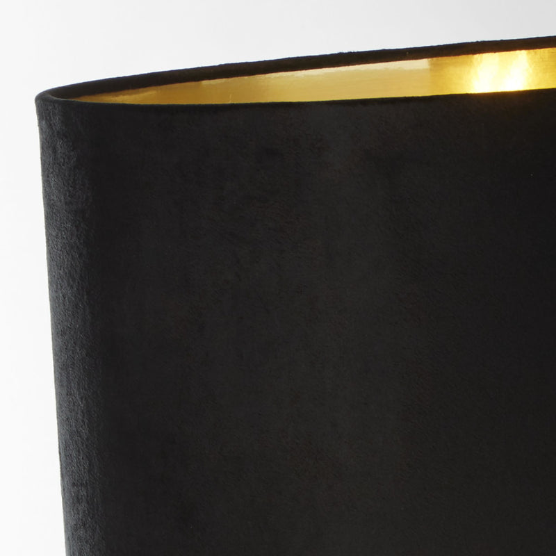 Searchlight 81214BK Whitby Table Lamp - Antique Brass Metal & Black Velvet Shade - Searchlight - Falcon Electrical UK