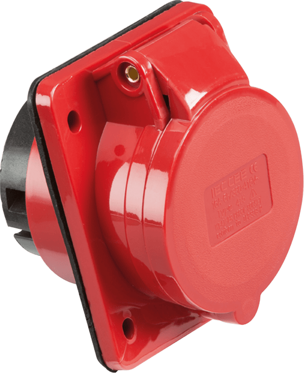 Knightsbridge MLA IN0017 415V IP44 16A Angled Panel Mount Socket 3P+N+E - Knightsbridge MLA - Falcon Electrical UK