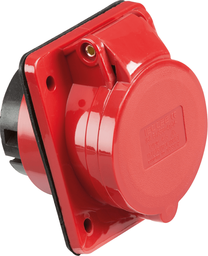 Knightsbridge MLA IN0017 415V IP44 16A Angled Panel Mount Socket 3P+N+E - Knightsbridge MLA - Falcon Electrical UK