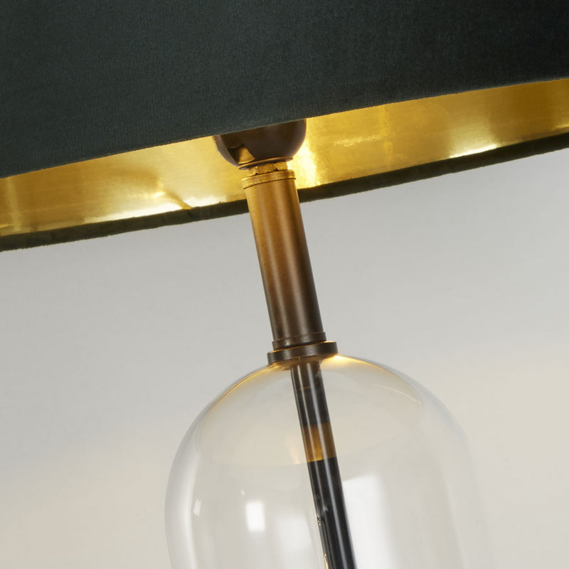 Searchlight 81711GR Oxford Table Lamp-Glass, Black Metal, Marble & Green Velvet - Searchlight - Falcon Electrical UK