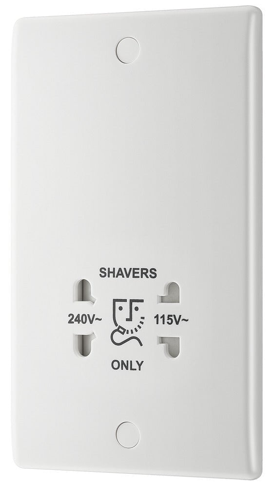 BG 820 White Nexus Moulded Dual Voltage Shaver Socket - BG - Falcon Electrical UK