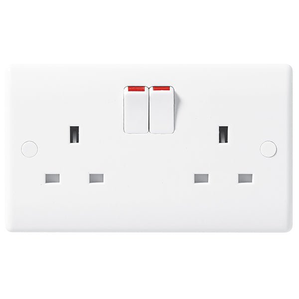 BG 822SP Nexus White Moulded Double Switched Socket, 13A Single Pole - BG - Falcon Electrical UK