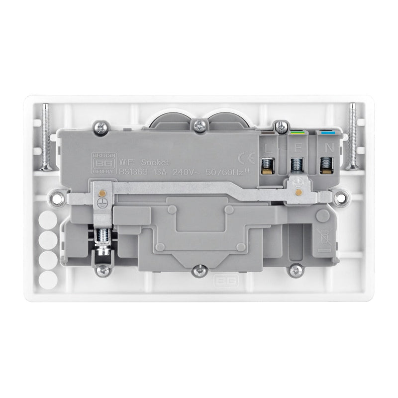 BG 822-HC White Nexus Moulded, Smart Power Socket, Double Switched 13A - Slim Profile - BG - Falcon Electrical UK
