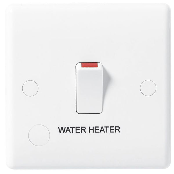BG 832WH White Nexus Moulded Single Switch with Flex Outlet for Water Heater, 20A - BG - Falcon Electrical UK