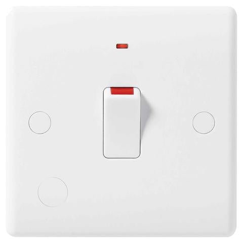 BG 833 White Nexus Moulded Single Switch with Flex Outlet and Neon, 20A - BG - Falcon Electrical UK