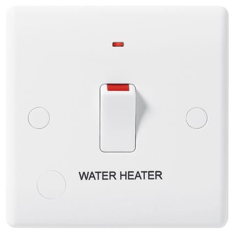 BG 833WH White Nexus Moulded Single Switch with Flex Outlet and Neon for Water Heater - BG - Falcon Electrical UK