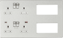 Knightsbridge MLA SFR998BCW Screwless Combination Plate with Dual USB FASTCHARGE A+C - Brushed Chrome with white insert - Knightsbridge MLA - Falcon Electrical UK