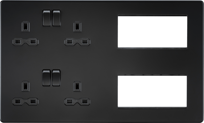 Knightsbridge MLA SFR298MBB Screwless Combination Plate - Matt Black - Knightsbridge MLA - Falcon Electrical UK