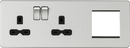 Knightsbridge MLA SFR192LBC Screwless 13A 2G DP Socket + 2G Modular Combination Plate - Brushed Chrome - Knightsbridge MLA - Falcon Electrical UK