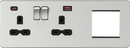 Knightsbridge MLA SFR992LBC Screwless 13A 2G DP Socket with USB Fastcharge + 2G Modular Combination Plate - Brushed Chrome - Knightsbridge MLA - Falcon Electrical UK