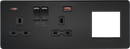 Knightsbridge MLA SFR992LMBB Screwless 13A 2G DP Socket with USB Fastcharge + 2G Modular Combination Plate - Matt Black - Knightsbridge MLA - Falcon Electrical UK