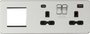 Knightsbridge MLA SFR992RBC Screwless 13A 2G DP Socket with USB Fastcharge + 2G Modular Combination Plate - Brushed Chrome - Knightsbridge MLA - Falcon Electrical UK