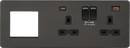 Knightsbridge MLA SFR992RSB Screwless 13A 2G DP Socket with USB Fastcharge + 2G Modular Combination Plate - Smoked Bronze - Knightsbridge MLA - Falcon Electrical UK