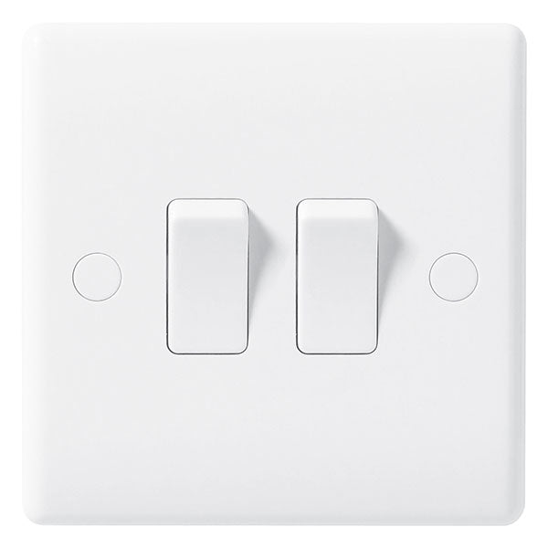 BG 842 White Nexus Moulded Double Switch, 10AX 2 Way - BG - Falcon Electrical UK