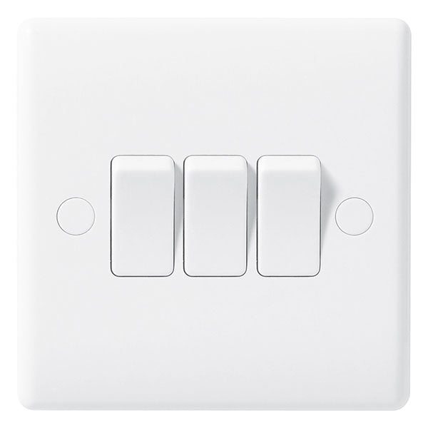 BG 843 White Nexus Moulded Triple Switch, 10Ax 2 Way - BG - Falcon Electrical UK