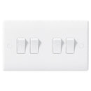 BG 844 White Nexus Moulded Quadruple Switch, 10AX 2 Way - BG - Falcon Electrical UK