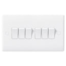 BG 846 White Nexus Moulded Six Gang Switch, 10AX 2 Way - BG - Falcon Electrical UK